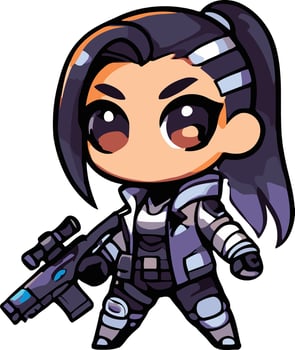 Chiby Character Girl with sniper vector
