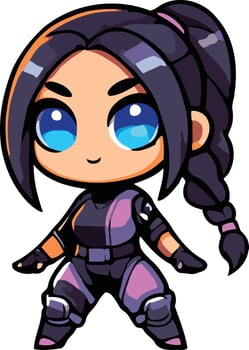 Cute Girl Agent With Purple Black outfit vector