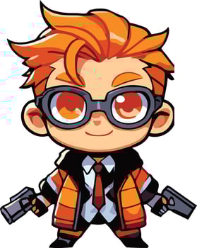 Cute Chiby Character Boys With Gun vector