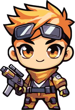 Cute Chiby Boys with gun vector