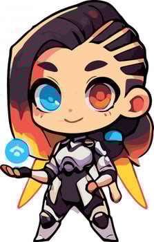 Cute Astral girl with chiby agent character vector