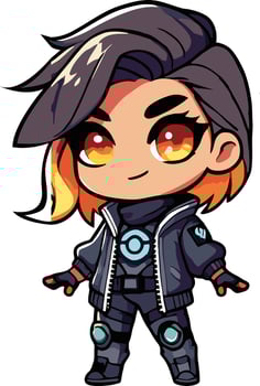 Cute Fire Girl Adorable Chiby vector