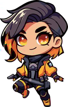 Cute Chiby Fire Girl Character vector