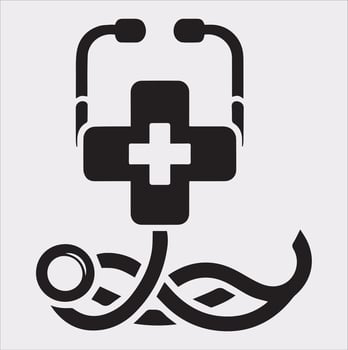 Stethoscope symbol health logo silhouette on white background vector