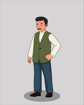 Indian man cartoon character design vector