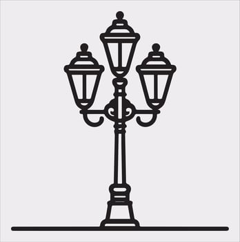 Street Lamp Thin line silhouette on white background vector
