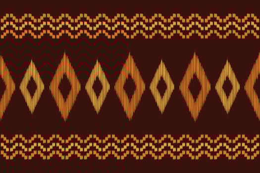 Traditional Ethnic ikat motif fabric pattern geometric style.African Ikat embroidery Ethnic oriental pattern brown background wallpaper. Abstract,illustration.Texture,frame,decoration. vector