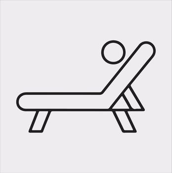 Sunbed icon Thin linear sunbed silhouette on white background vector