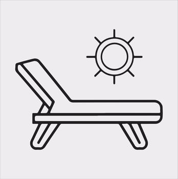 Sunbed icon Thin linear sunbed silhouette on white background vector