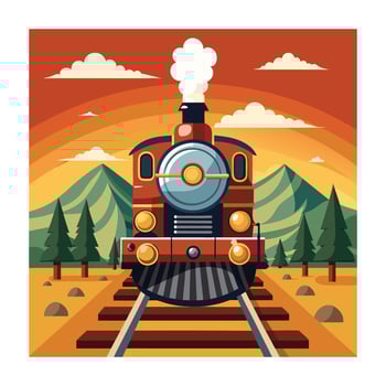 A colorful picture of a train illustration in the background vector