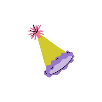Party hat with pompon. Flat trendy clipart isolated on white background vector