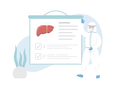 Male paramedic or doctor or lab or medical specialist giving medical report on liver on stage, medical lecture or conference or seminar vector