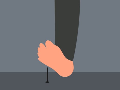 flat design nail hit illustration vector