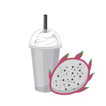 Dragon fruit flavored fruit smoothie with cream isolated on white background vector