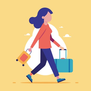 Fashionable Travelers Girls with Suitcases. vector