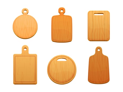 Cartoon chopping wooden boards isolated set vector