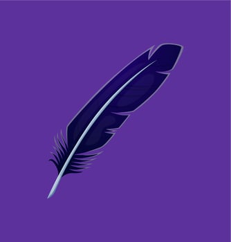 Cartoon Halloween raven feather, quill vector