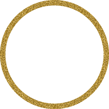 Circle frame border isolated in golde glitter style png