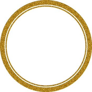 Circle frame border isolated in shiny gold glitter style png