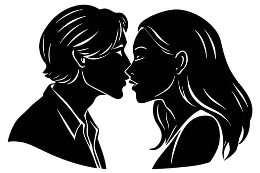 Kiss silhouette on white background vector