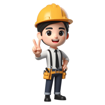 Cute cartoon engineer character png
