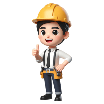 Cute cartoon engineer character png