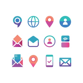 Contact Icon Set Collection Illustration vector
