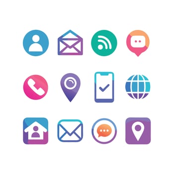 Contact Icon Set Collection Illustration vector