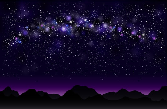 Milky way in the mountains. vector