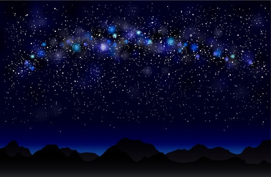Milky way in the mountains. vector