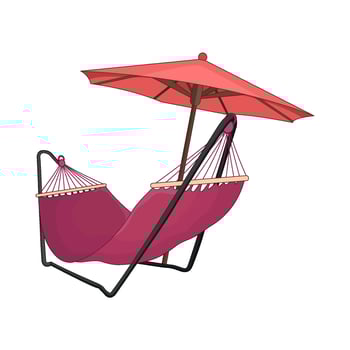 illustration of hammock and umbrella vector