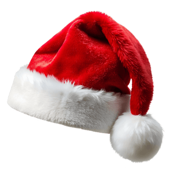 Santa hat on a transparent background, photorealistic illustration, for use in graphic design png