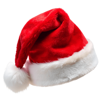 Santa hat on a transparent background, photorealistic illustration, for use in graphic design png