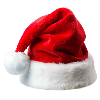 Santa hat on a transparent background, photorealistic illustration, for use in graphic design png