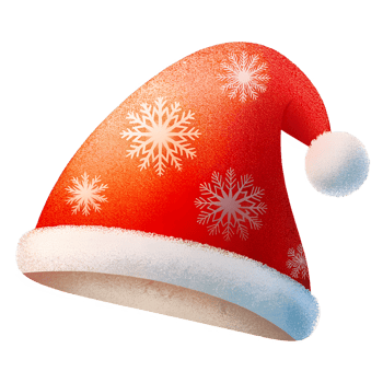 Santa hat with snowflake patterns on a transparent background, illustration for use in graphic design, on a Christmas theme png