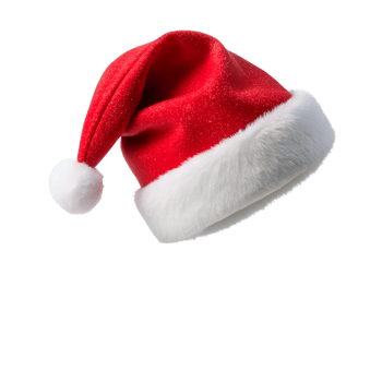 Santa hat on a transparent background, photorealistic illustration, for use in graphic design png