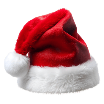 Santa hat on a transparent background, photorealistic illustration, for use in graphic design png