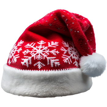 Santa hat with snowflake patterns on a transparent background, photorealistic illustration, for use in graphic design png