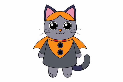 Cute Cat in Halloween Costume Illustration vector