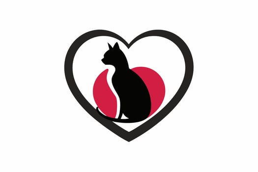 A Cute Cat in a Love Shape - Illustration vector