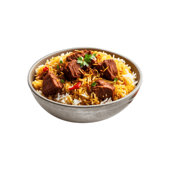 Gourmet Indian Delicious Beef Biryani Isolated on a Transparent Background png