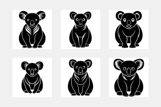 Versatile Koala Silhouette Illustrations for Your Projects vector