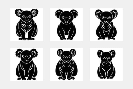 High-Quality Koala Silhouette Illustrations Collection vector