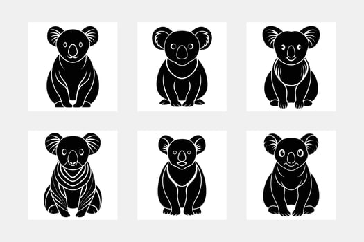 Koala Silhouette Illustration Set for Creative Designs vector