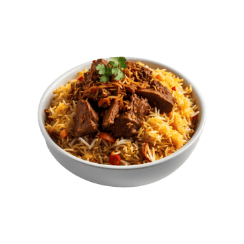 Iftar Special Delicious Beef Biryani Isolated on a Transparent Background png