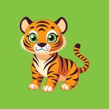 Cute baby tiger cartoon, illustration for your design vector