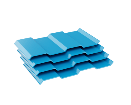 3d Sea Blue Metallic Stacks Of Corrugated Galvanised Iron For Roof Sheets 3d Illustration png