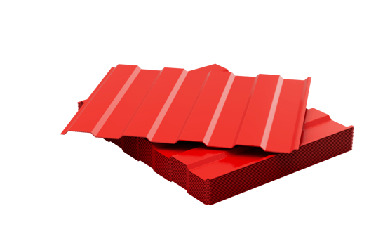 Red Metallic Stacks Of Corrugated Galvanised Iron For Roof Sheet 3d Illustration png