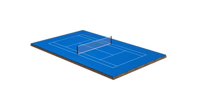 3D Blue Tennis Court With A Net In The Middle And White Lines Marking Boundaries 3D Illustration png