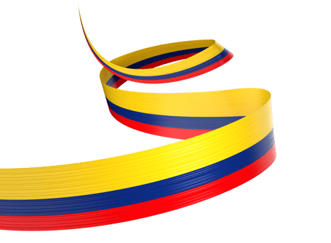 3d Flag Of Colombia 3d Wavy Shiny Colombia Ribbon Flag 3d Illustration png